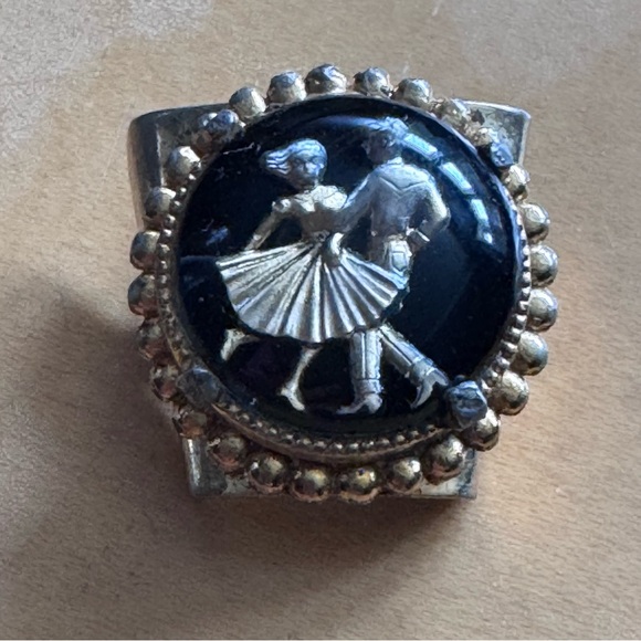 Vintage Square Dancing Two Step Silver Bolo Tie Clip - Picture 1 of 4